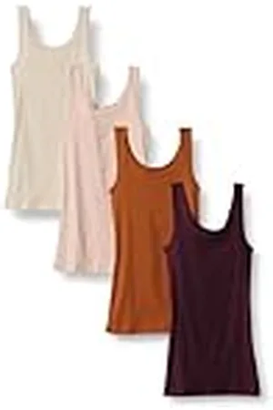 Amazon Kvinnors slim-fit tank, paket med 4, beige/rouge/vinröd/terrakotta, Large