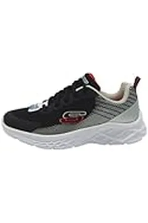 Skechers Träningsskor för pojkar, Svart textil syntetisk silver röd tri, 34 EU