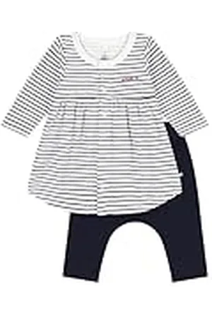 Petit Bateau Baby-flicka, långärmad klänning och leggings, , 6 månader