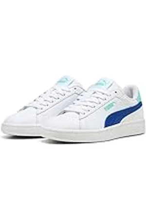 PUMA Smash 3.0 L JR sneakers, Vit-Vivid Blue-Aquatic, 6 UK, vit levande blå vattenlevande, 6 UK
