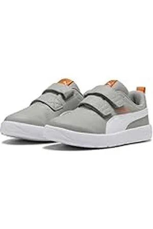 PUMA COURTFLEX V3 V PS sneakers, Smokey Gray White-Orange GLO, 2,5 UK barn, Rökig grå vit orange glo, 35 EU