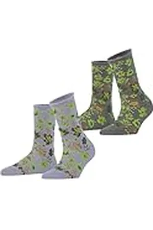 ESPRIT Damstrumpor Primrose 2-pack W SO bomull mönstrade 2 par, flerfärgade (sortiment 0010), 39–42, , 39-42 EU