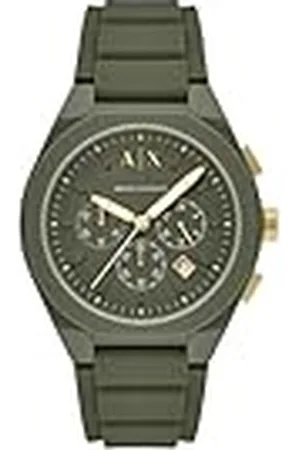 Armani Exchange Watch For Men, Quartz Chronograph movement och 44mm Case Size med silikonrem, ,44 mm