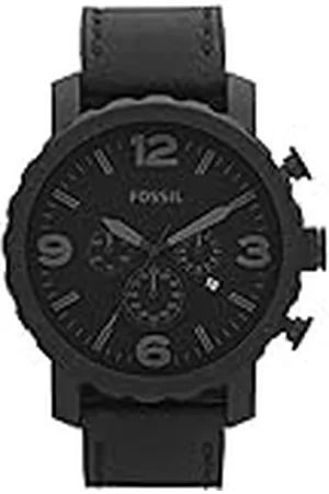 Fossil Nate herrklocka, kvartsverk med kronograf och armband i rostfritt stål eller läder
