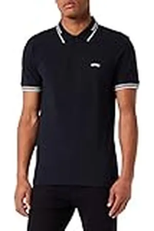 HUGO BOSS Herr Paul böjd böjd logotyp slim-fit pikétröja i stretchbomull, , 3XL