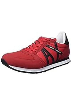 Armani Exchange Herr Rio Side-logotyp sneakers, röd svart, 40,5 EU