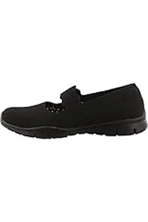 Skechers Seager Power Hitter Womens Mary Janes Casual, Svart platt stickad, 39 EU