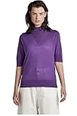 G-Star RAW Kvinnors Core Mock Neck ss stickad tröja sweater, lila (dk violett D166-5616), S, , S