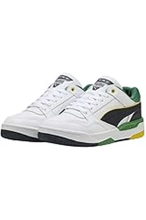 PUMA Unisex Rebound Retro sneakers, White-Archive Green-New Navy, 5 UK, White Archive Green New Navy, 38 EU