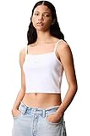Calvin Klein Dam A- vävd etikett rib CAMI LV047C908G linne, , S, , S