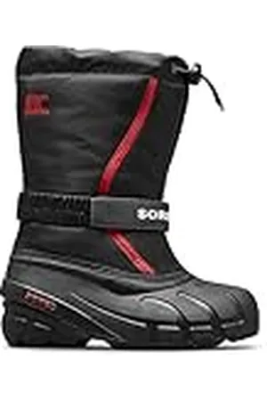 sorel Unisex – barn Flurry Boot Vinterkängor, Black Bright Red Youth Collection 2024, 35 EU