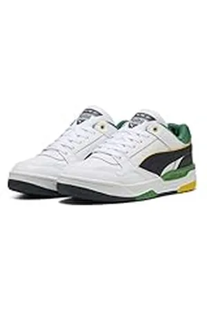 PUMA Unisex Rebound Retro sneakers, White-Archive Green-New Navy, 3.5 UK, White Archive Green New Navy, 36 EU