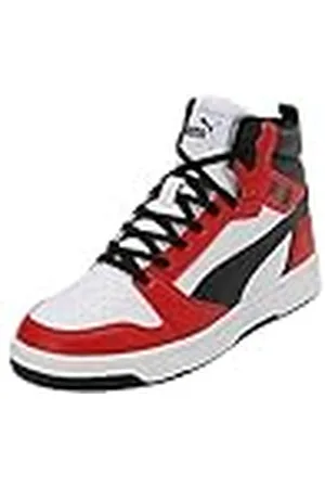 PUMA Unisex Rebound V6 Sneakers, WHITE- BLACK-FOR ALL TIME RED, 37 EU