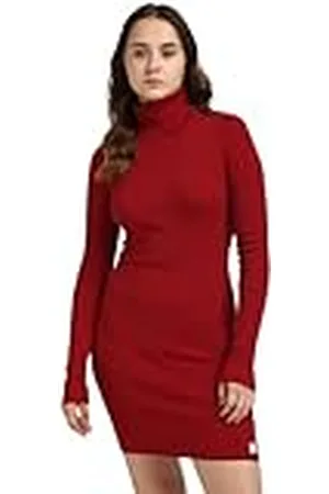 Calvin Klein Jeans dam vävd etikett tight tröja klänning J20J224150, tröja klänning, röd, L, , L