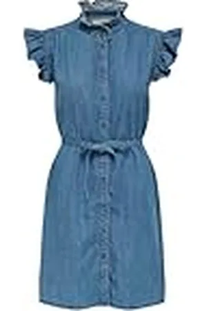 ONLY Onlshania S/L Frill DNM klänning AKM, , M