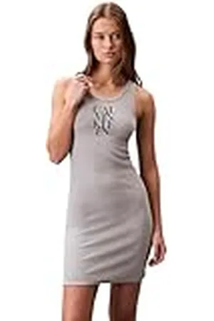 Calvin Klein Jeans dam SL bomull 1 x 1 rib tank klänning LV044C203G klänningar, , L, , L