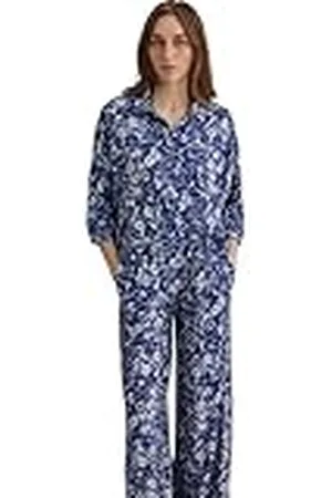 Mavi Långärmad damskjorta, blus, blå stroke diitsy tryck, XL, , XL