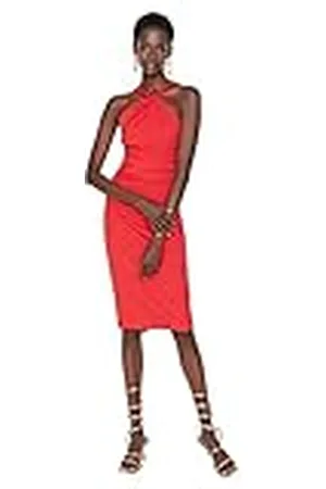 Trendyol Kvinnor midi bodycon anpassad vävd klänning, , 32