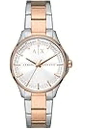 Armani Exchange Klocka för kvinnor, trehandsrörelse, 36 mm 2T silver/rosa rostfritt stålfodral med rostfritt stålrem, AX5258