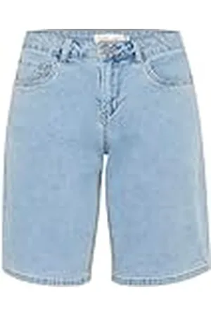 Cream Dam denim shorts hög midja breda ben ovanför knäet längd normal passform, , 30W