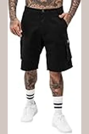 Lonsdale London Cargoshorts för män, normal passform, BALRATH, svart/grå, L, 117491