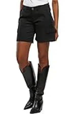 Urban classics Damshorts, dambomull, cargoshorts, lediga korta byxor med knapp, dragkedja och bälteshällor, storlekar 26–32, , 26