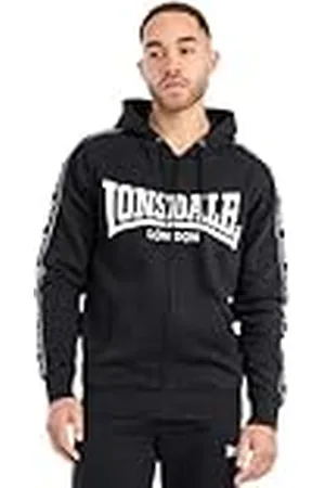 Lonsdale London Sweatjacka med huva för män med dragkedja, normal passform, BIGTON, , M, 117558