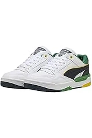 PUMA Unisex Rebound Retro sneakers, White-Archive Green-New Navy, 5.5 UK, White Archive Green New Navy, 38.5 EU