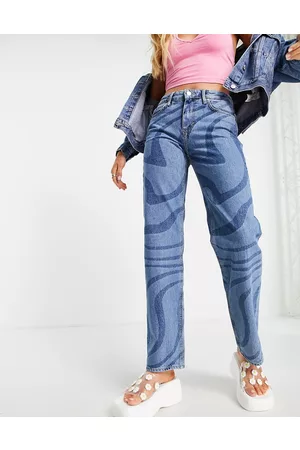 Only – virvelmönstrade jeans i dad-modell med raka ben