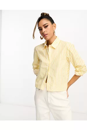 River Island Kvinna Skjortor - – randig poplinskjorta i kort design