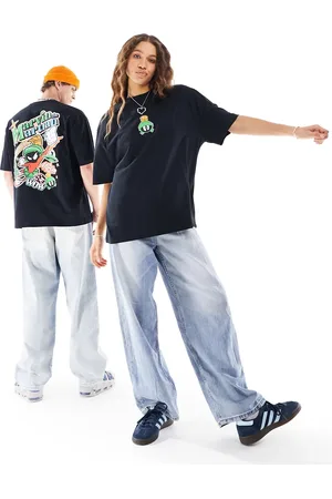ASOS – Svart oversize t-shirt i unisex-modell med licensierat Looney Tunes @Marvin the Martian-tryck
