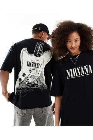 ASOS – Svart oversize t-shirt i unisex-modell med licenserat "Nirvana"-gitarrtryck