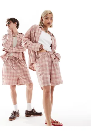 Reclaimed – Rosarutiga shorts i unisex-modell, del av set