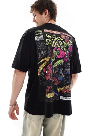 ASOS – Marvel – Svart t-shirt i oversize och unisex-modell med Spiderman-tryck