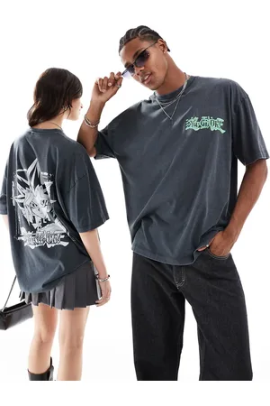 ASOS – Bleksvart t-shirt i unisex-modell och oversize med licenserat "Yu-Gi-Oh"-tryck