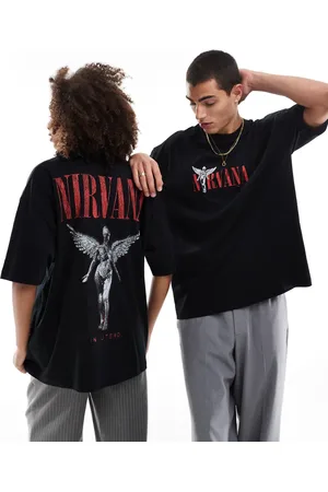 ASOS – Svart t-shirt i oversize och unisex-modell med licensierat Nirvana-tryck