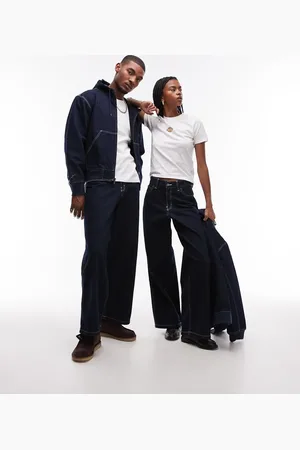 Dickies – Mörkblå sköljtvättade jeans med vida ben