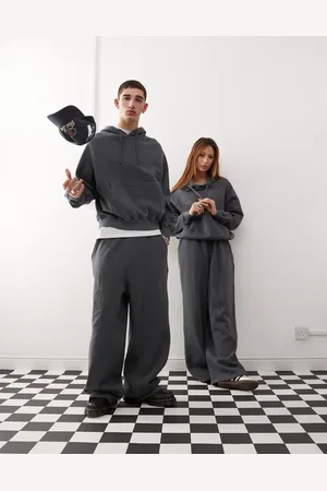 Reclaimed – Mörkgrå, vida mjukisbyxor i unisex-modell