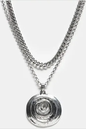 Reclaimed – Silverfärgat halsband i 2 rader med hänge i unisex-modell