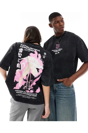 ASOS – , boxig, oversize t-shirt i unisex-modell med licenserade Hokusai Crane-tryck