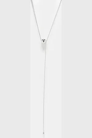 Reclaimed – Unisex – Silverfärgat halsband med lassokedja och pärlor