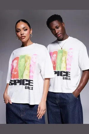 ASOS – Vit t-shirt i oversize och unisex-modell med boxig passform och Spice Girls-tryck