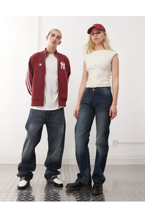 Cheap Monday – Anti – Vintageblå, tvättade oversize jeans med styva, raka ben i unisex-modell
