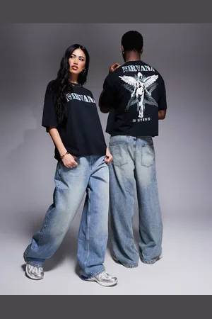 ASOS – Unisex – Svart, boxig t-shirt i oversize med licenserade Nirvana-tryck