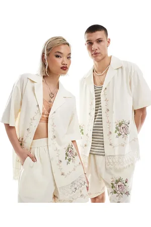Reclaimed – Unisex – Limited Edition – Broderad skjorta med spetsdetaljer