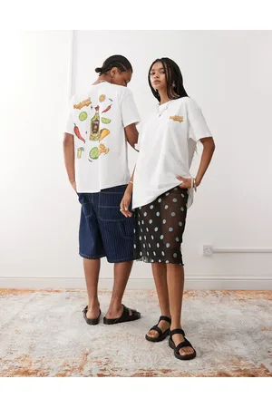 Reclaimed – Vit t-shirt i oversize och unisex-modell med "Spicy Tequila"-tryck