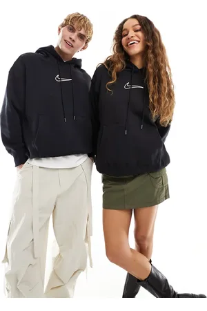 Nike – Unisex – Svart huvtröja med medelstor swoosh-logga