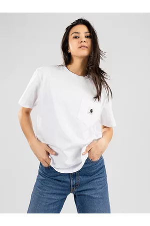 Carhartt Kvinna Vita klänningar - Pocket T-Shirt white