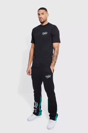 Boohoo Kvinna Tränings t-shirts - Tall Träningsoverall Med T-Shirt Och Tryck, Black