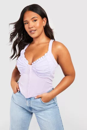 Plus Denim Stripe Corset Top